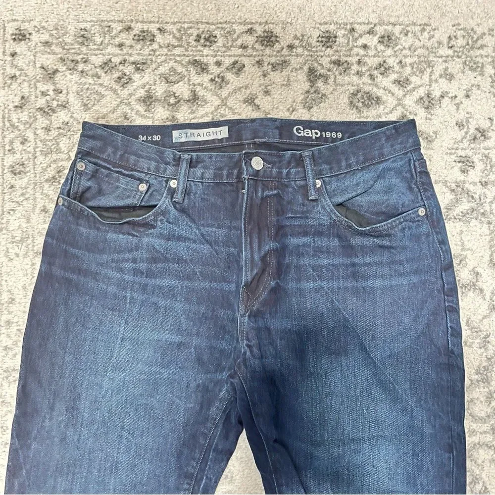 Gap Jeans Straight Dark Blue Black (Knox) Size 34 x 30